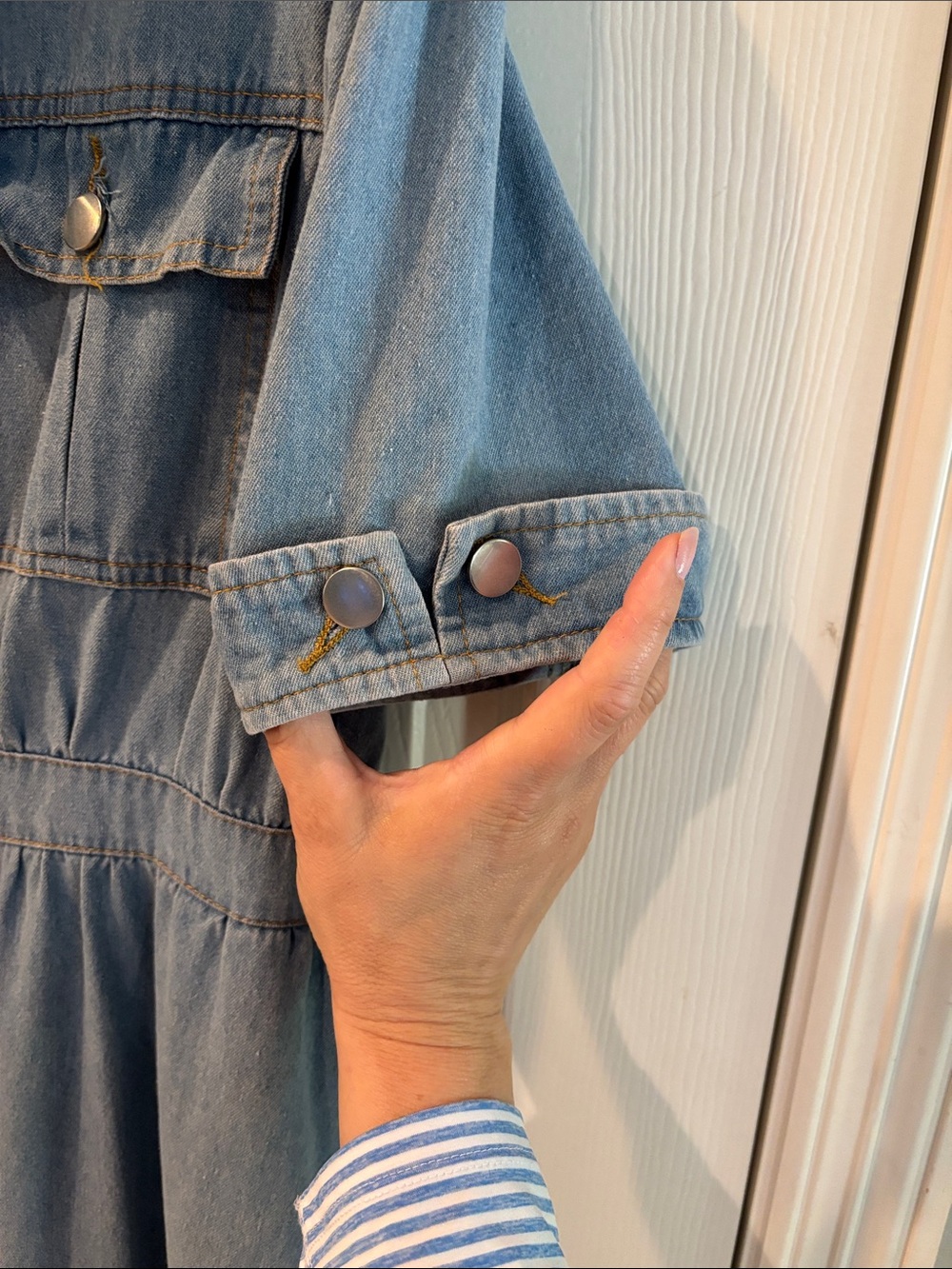 Denim Dress for Woman Casual button down - Large - Picture 4 of 8